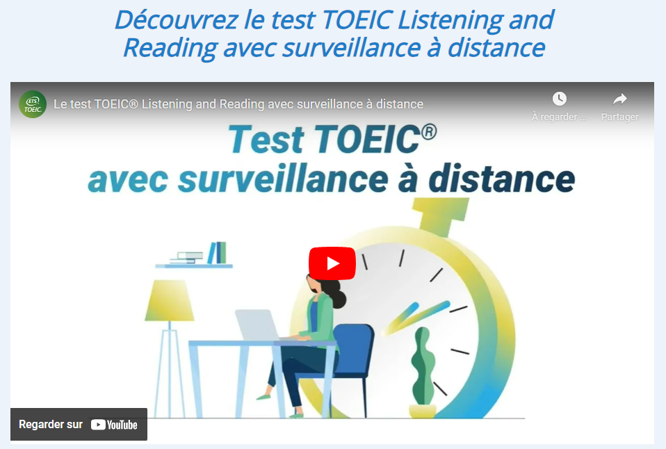 Le test TOEIC avec surveillance a distance